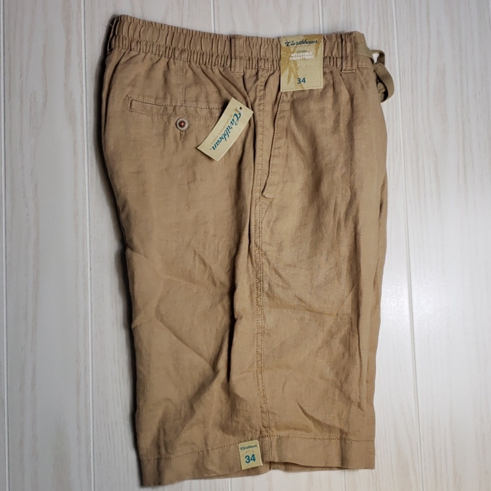 NWT Solid Flat-Front Linen 10" Inseam Shorts 34W